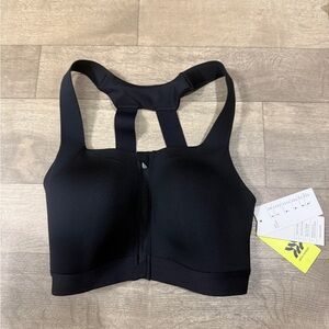 All In Motion Women Black Front Zip Racerback Sports Bra Top Size 34D